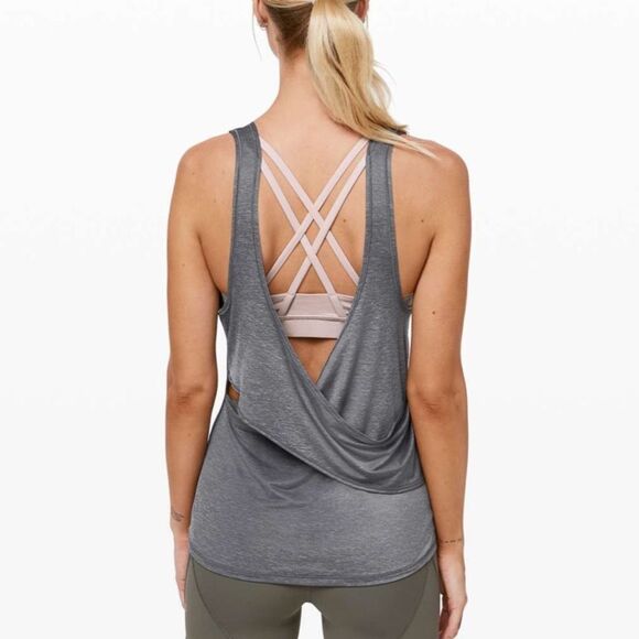 Lululemon reenergized 2 in 1 grey nude tank built it bra 8 - Picture 1 of 9